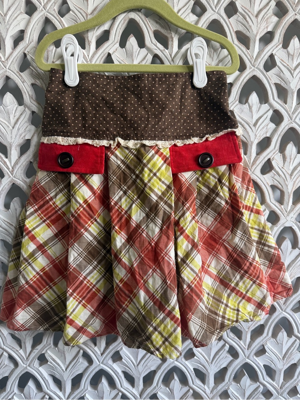 Persnickety Girls Fall Plaid Skirt Size 8 Boutique Autumn Ruffle Lace